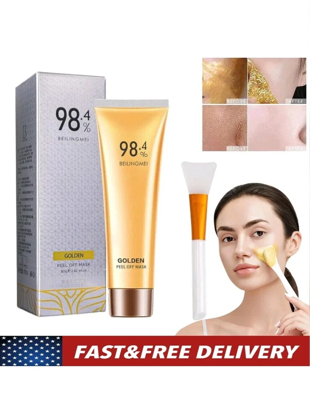 BEILINGMEI 98.4% Gold Peel Off Mask 80g Anti-Aging Hydrating Firming Skin Care